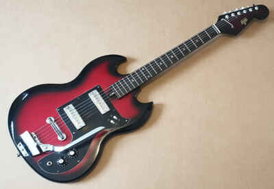 Vintage Hondo II / Teisco EG502 Electric Guitar with Gold Foil Pickups Red Korea