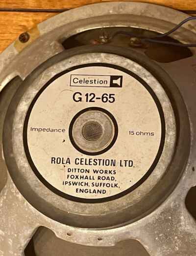 Rola Celestion Vintage Marshall Vented Speaker 12" 65 Watt G1265 Made in England