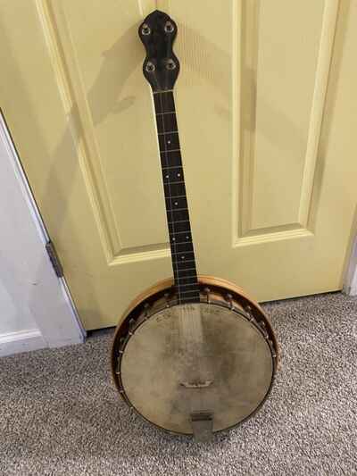 Vintage Antique American Folk Art 4 String Banjo 1920-1930