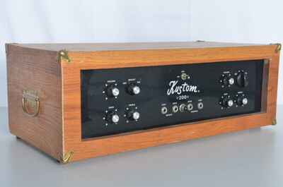 Vintage Kustom K200 B-1 Tuck & Roll Guitar & Bass Amplifier Head In Wood Cabinet