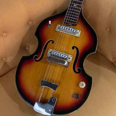 Vintage 1960s Teisco Blackjack Violin Hollowbody Electric Guitar 113023
