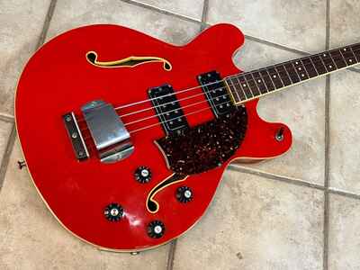 early 1970s Mosrite USA Celebrity hollowbody Bass Red with case