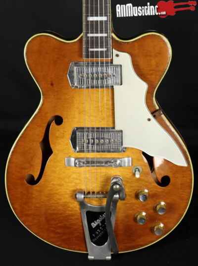 Vintage 1960s Kay K775 Jazz II Bigsby Burst Electric Guitar w /  Chipboard Case