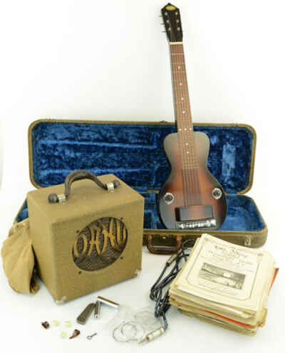 OAHU Lap Steel Guitar W /  Matching Amplifier - Case - Sheet Music - One Owner!