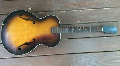 Vintage 1950s Silvertone Archtop Guitar Body / Neck, Hollowbody for Project / Repair