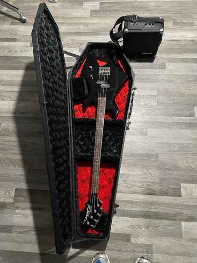 Vintage BC Rich Bronze Series Warlock Bass Guitar w /  BC Rich Coffin Case