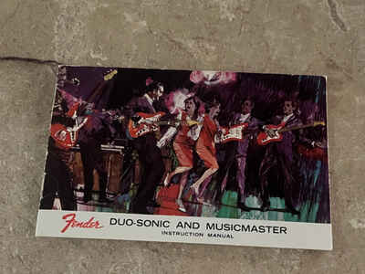 Vintage Fender 1966 Musicmaster Duo Sonic owners manual case candy warranty card