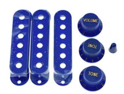 ST Strat Pickup Covers Knobs and 5 Way Switch Tip Cap Blue