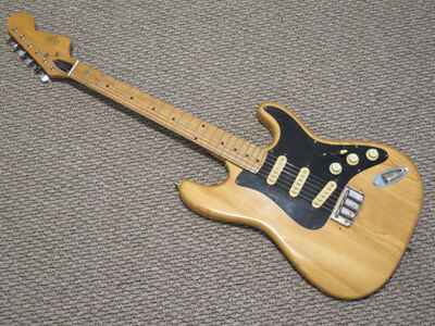 Hondo H760N strat-shaped electric guitar in natural wood - 1980s - Korea  /  READ!
