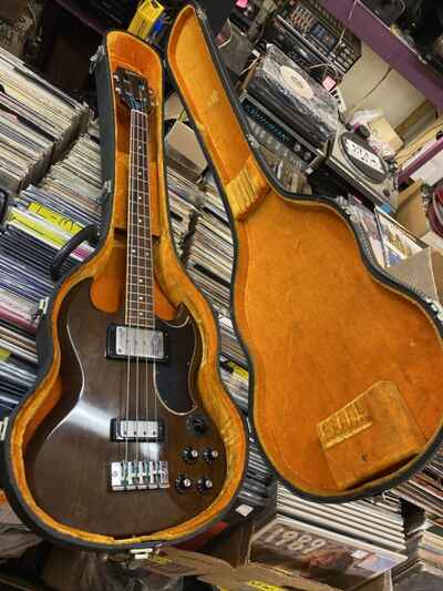 Gibson EB-3 Cherry Mod 1969 Electric Bass Guitar Original Case Slotted Head  Art