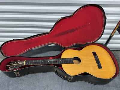 1970s Kay? Acoustic 6 String Guitar With Hard Case STEEL REINFORCED NECK