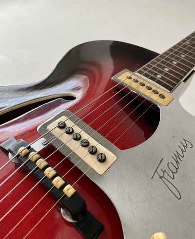 Vintage Framus Hi- Fi-Six 1962 Black Rose Archtop Hollow Body Guitar