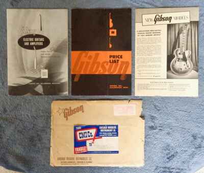Vintage 1955 GIBSON electric guitar catalogue. Rare w / Dealer Envelope / Price List
