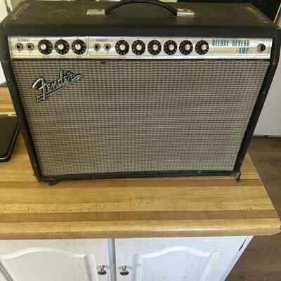 1971 Fender Deluxe Reverb Amplifier Amp DR Silver face .1970 1972 1973 1974 1975