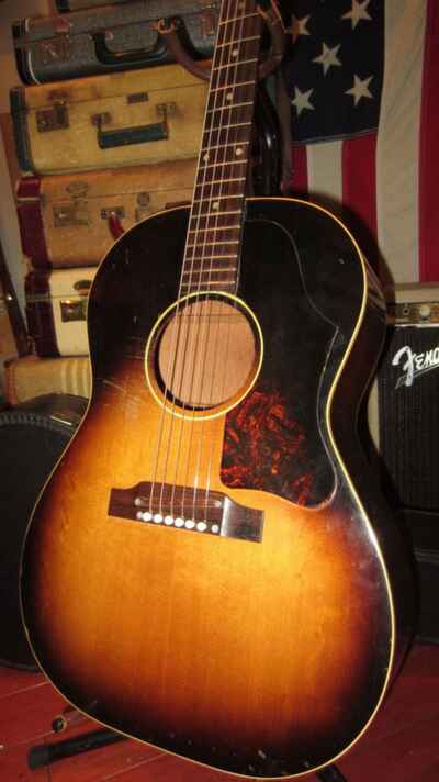1956 Gibson LG-1 Small Bodied Acoustic Sunbust, Excellent, Original Soft