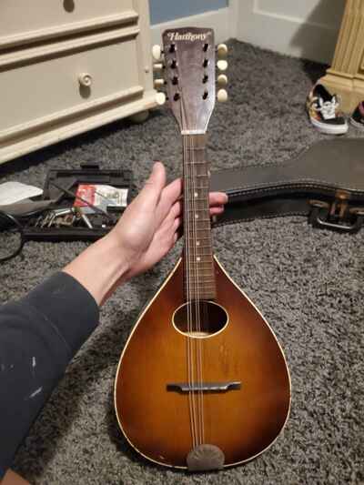 Vintage Harmony A Style Mandolin for Repair  /  Parts With Carrying Case