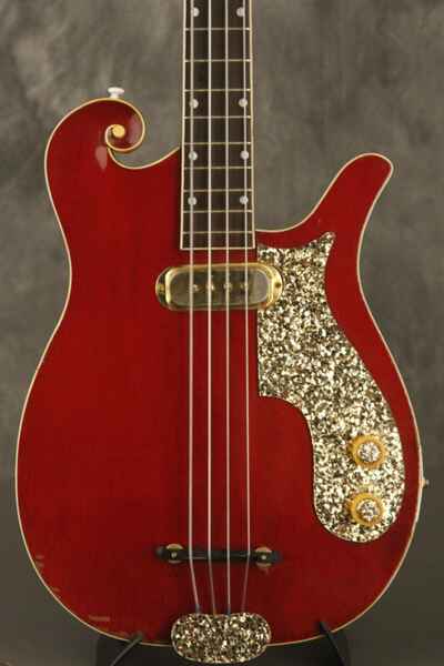 1959 Premier Multivox Scroll Bass E741 Ruby Red Mahogany / Brazilian Rosewood NECK