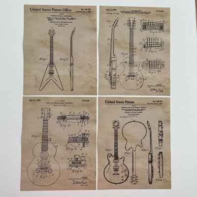 Vintage United States Patent Office 4 Types Guitar Patent