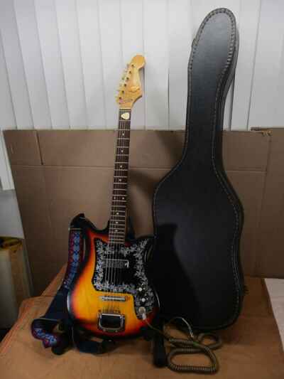Vintage 1960-1970 Teisco Del Rey ET-200 6 String Guitar Sunburst w /  Case