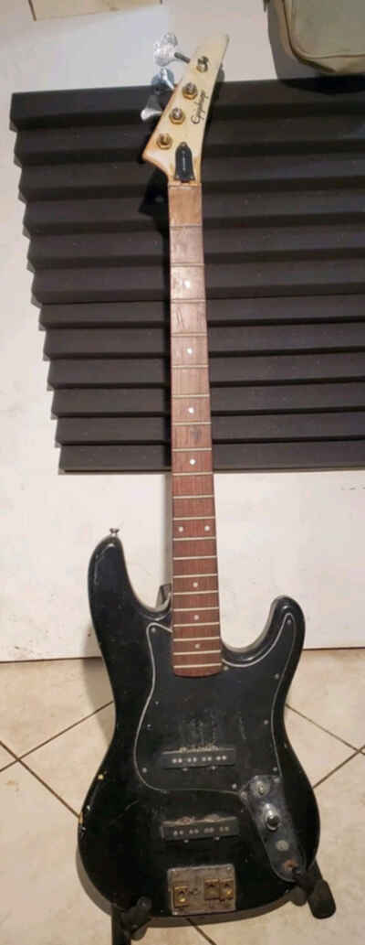 Vintage Epiphone By Gibson Rock Bass Ebony Jazz Bass Hockey Stick Headstock