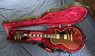 Vintage 1976 Gibson Les Paul custom, wine red, used, includes ATA flight case.