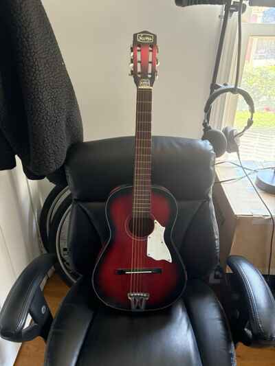 Rare Vintage Norma FG3 3 / 4 Parlor Guitar Redburst 1960s Made in Japan