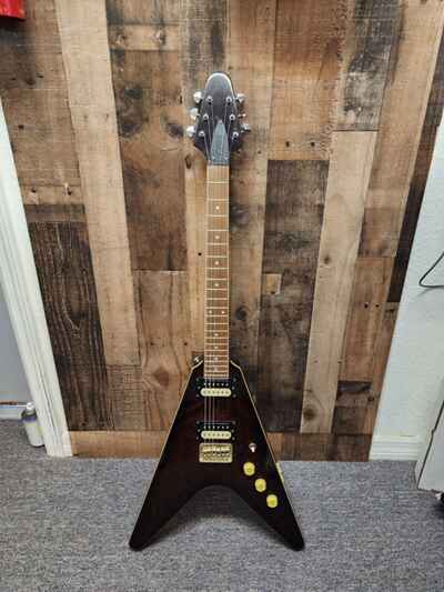 1980s Cort V Electric Guitar 6 string Sunburst