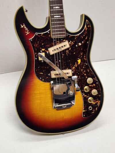 Vintage Kent 740 Electric Guitar Solid Body Sunburst 1967-1968