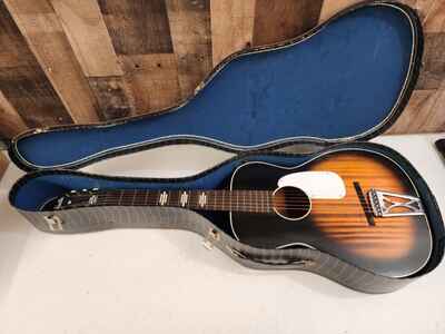 1964 Stella Harmony Parlor Guitar With Original Chipboard Gator Skin Case.