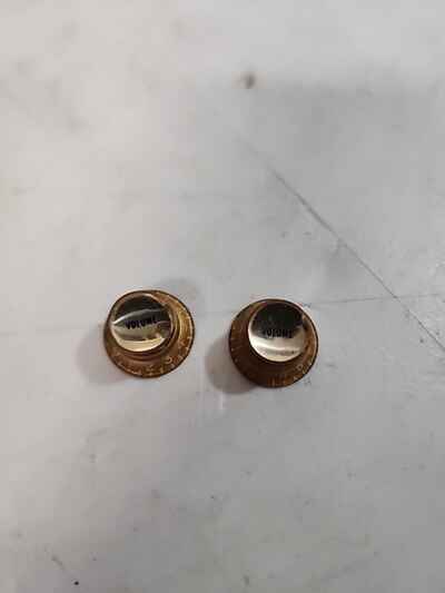 2 Vintage 1960s Gibson Gold Reflector Knob  For Les Paul Custom ES335