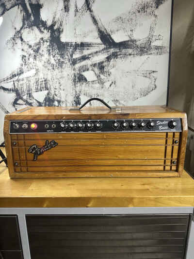 Vintage Fender Studio Bass Amp Head With Custom Wood Enclosure Amplifier Guitar