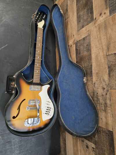 Vintage Harmony Rebel H82 Electric Guitar  Sunburst W / Hard Case