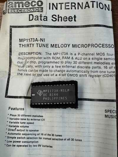 Texas Instruments MP1173A-NILP Vintage Thirty Tune Melody Microprocessor Vintage
