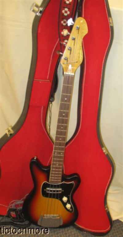 VINTAGE CONQUEROR ELECTRIC GUITAR JAPAN 1960s SERIAL 001162 SUNBURST & CASE