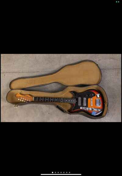 vintage harmony electric guitar H802 For Parts or Repair With Case