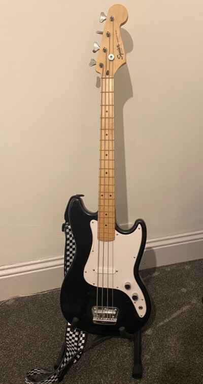 Fender Squier Bronco Bass Guitar - 3 / 4 Size Black, Good Condition
