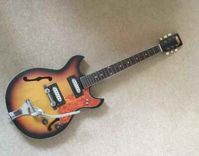 Teisco  Audition electric hollow  guitar, model 7004 ,   1970, tri colour Sun