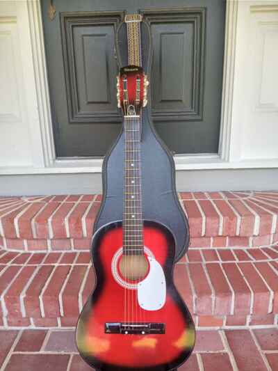 1960s to 1970 Sears Model 1244 Parlor Guitar, Great Condition, Original Case