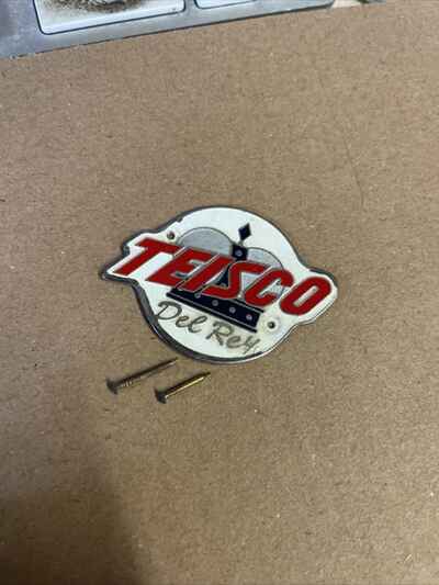 Vintage 1960s Teisco de Rey Guitar  Headstock Logo Metal Badge w /  nails Japan