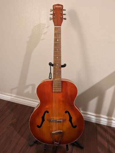 Silvertone Archtop Acoustic Guitar 1960s Professionally Restored With SKB