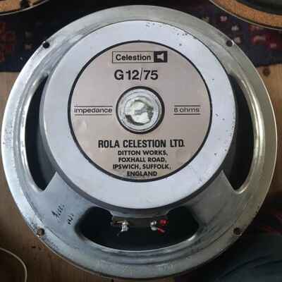 Vintage Celestion G12 / 75 guitar speaker 1977 8 ohms @ 75 watts 2x12 cab  /  combo