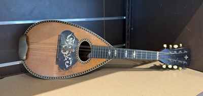 Vintage Antique 8 String Mandolin Bowl Back Burl  /  Floral Inlay