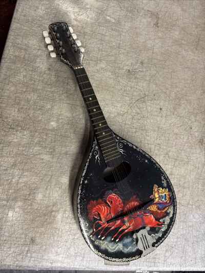 Hand Painted Russian Mandolin 1992 Factory Of Folk Musical Inst. Lunacharsky