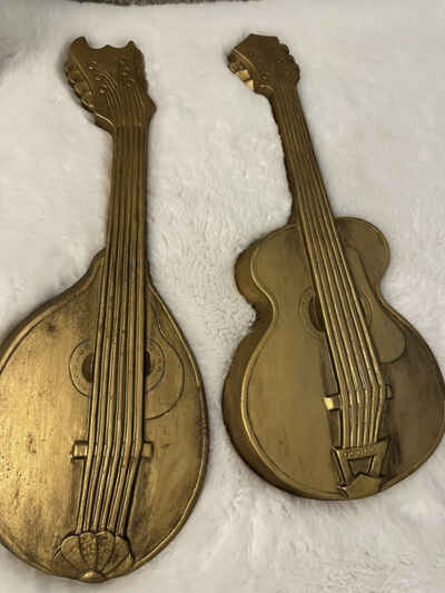 Vintage Labaco Guitar And  Mandolin Wall Decor From 1968 Made of Cast Aluminum