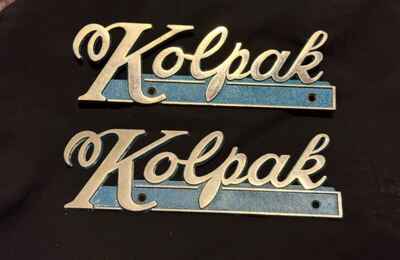2  KOLPAK Vintage Metal Refrigerator Emblems EXCELLENT CONDITION