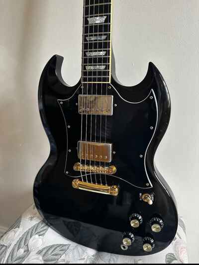 Gibson SG 1993 - Rare Ebony Fretboard - Black & Gold - 1960 PAF Pickups W /  Case